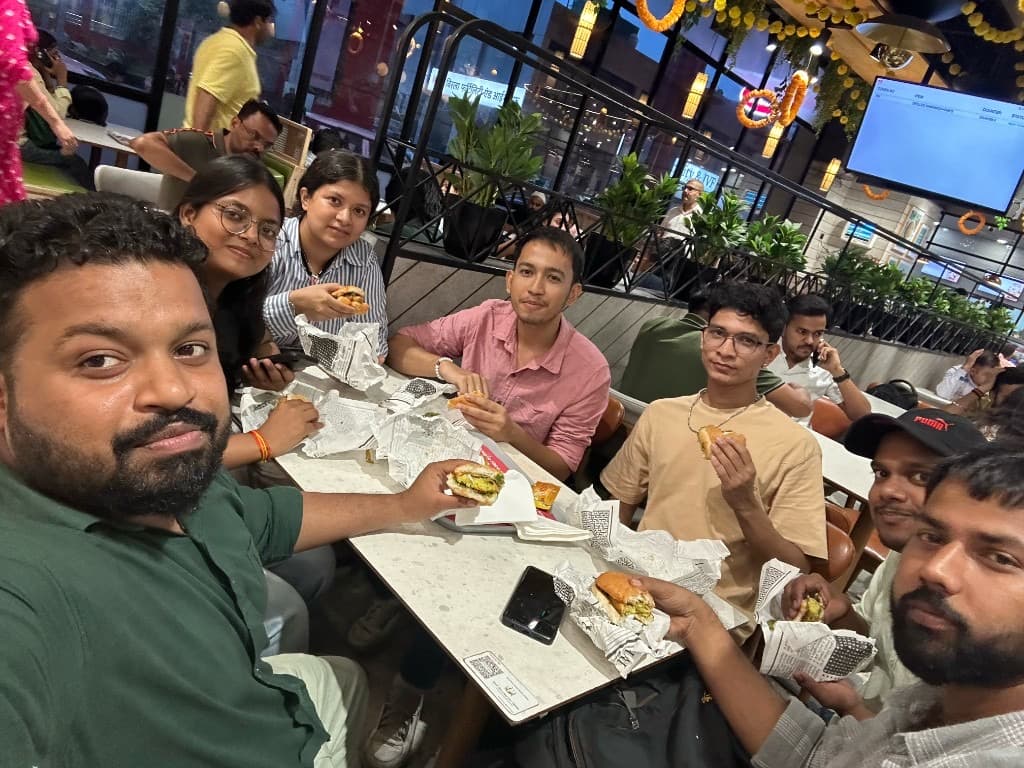 Team lunch with burgers